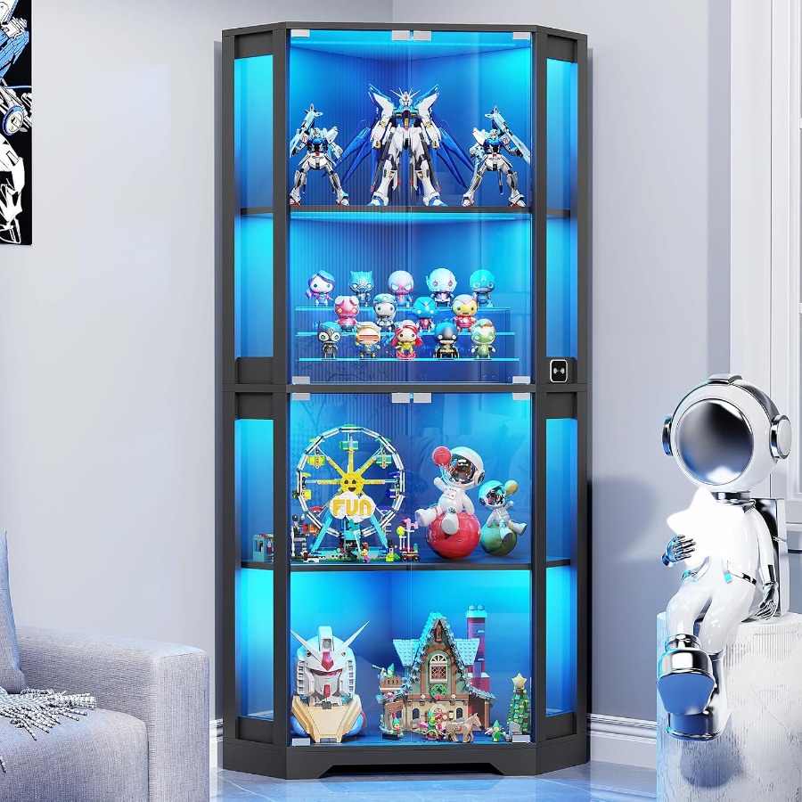 Collectible Collection - ตู้โชว์มุมแบบมีไฟ พร้อมบานประตูกระจก สำหรับจัดแสดงของสะสม