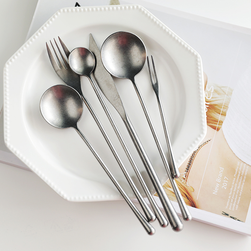 Vintage Collectible Spoons - Retro 304ชุดช้อนส้อมสแตนเลส Western มีดช้อนส้อมชุด Vintage พิเศษส้อมผลไม้ส้อมช้อนชากาแฟ