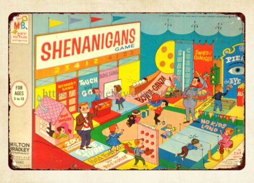 Vintage And Collectible Stores - ป้ายโลหะ Shenanigans Board Game 1964 ของสะสมวินเทจ