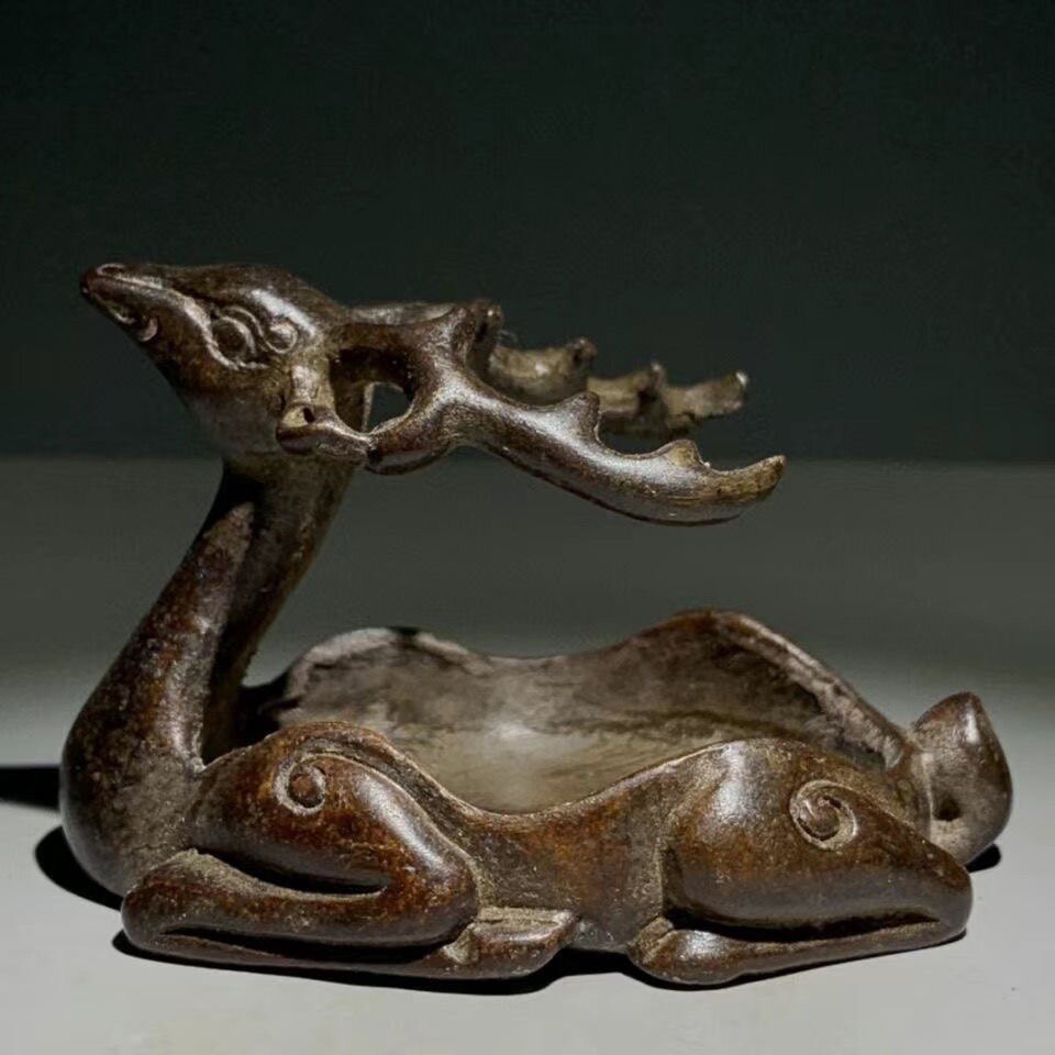 Vintage Collectible Ashtrays - ที่เขี่ยบุหรี่ลายกวางพลัมทองแดงสีม่วงสไตล์วินเทจ ของตกแต่งโต๊ะโบราณ สำหรับห้องอ่านหนังสือ ห้องชา ของสะสม งานฝีมือ