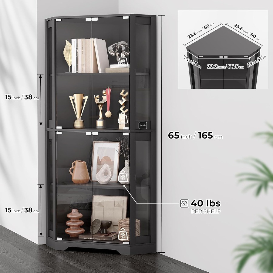 ตู้โชว์มุมแบบมีไฟ พร้อมบานประต - Collectible Collection บทวิจารณ์และราคา
