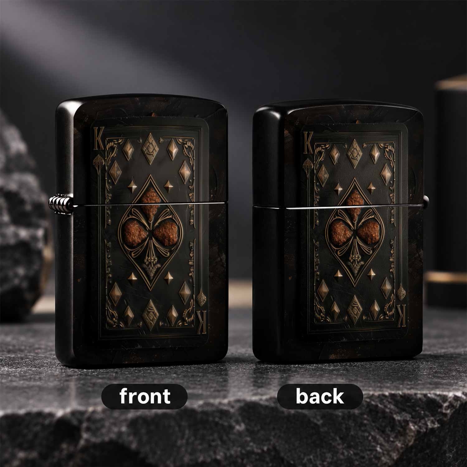ไฟแช็กไพ่คิงออฟไดมอนด์สีดำบรอน - Vintage Collectible Playing Cards บทวิจารณ์และราคา