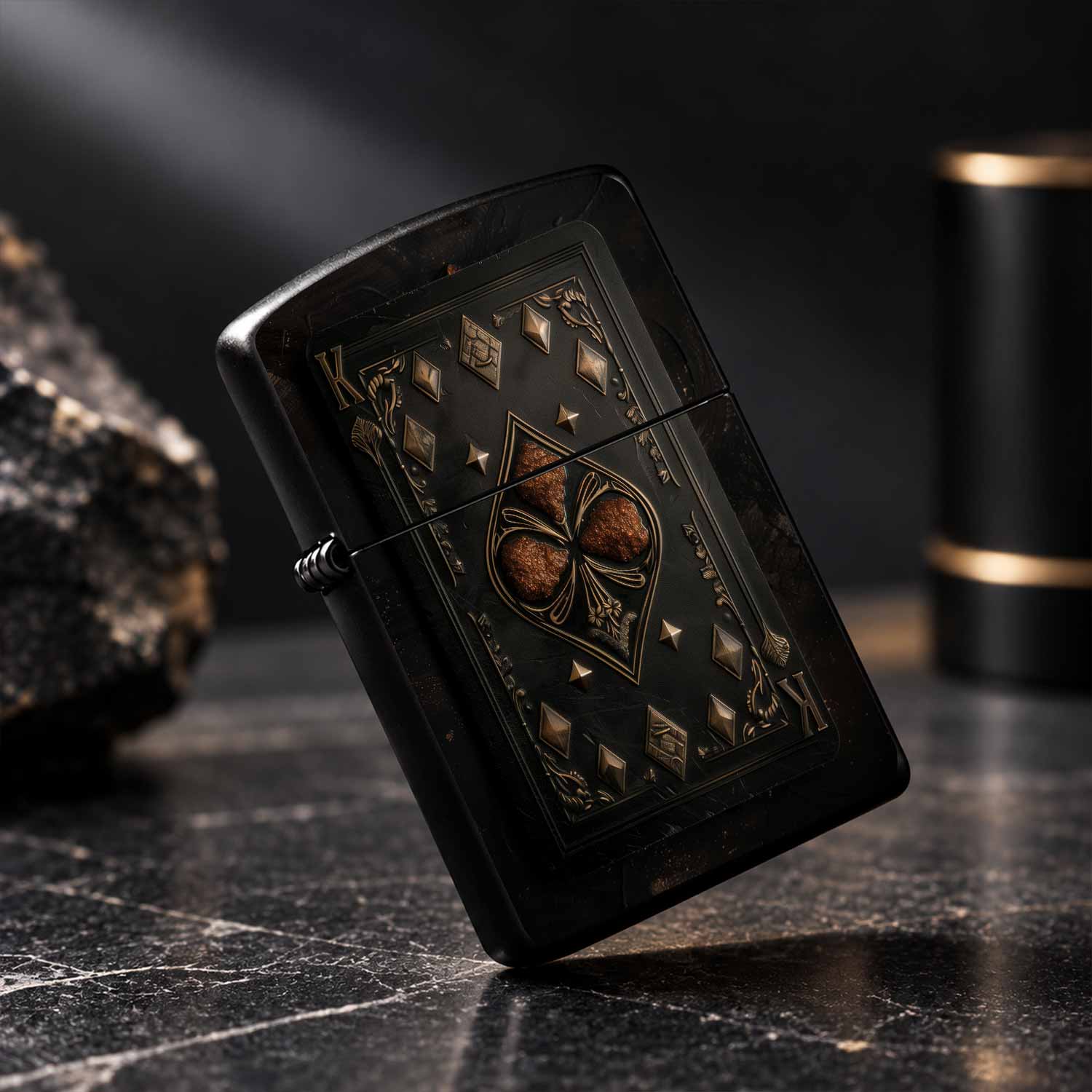ไฟแช็กไพ่คิงออฟไดมอนด์สีดำบรอน - Vintage Collectible Playing Cards บทวิจารณ์และราคา