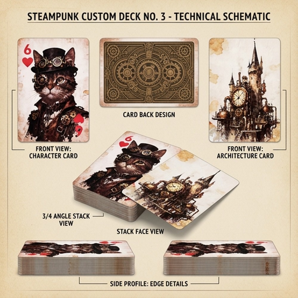 ชุดไพ่โป๊กเกอร์สไตล์สตีมพังก์  - Vintage Collectible Playing Cards บทวิจารณ์และราคา