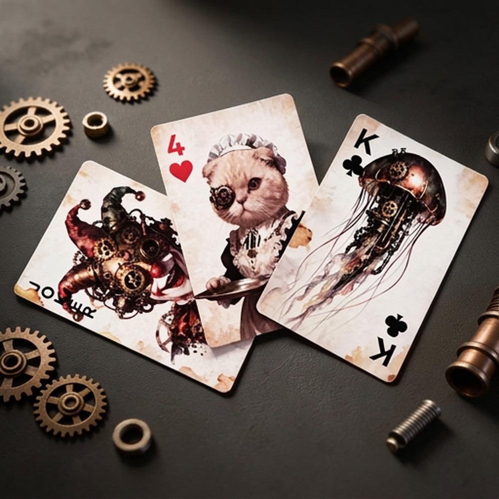 ชุดไพ่โป๊กเกอร์สไตล์สตีมพังก์  - Vintage Collectible Playing Cards บทวิจารณ์และราคา