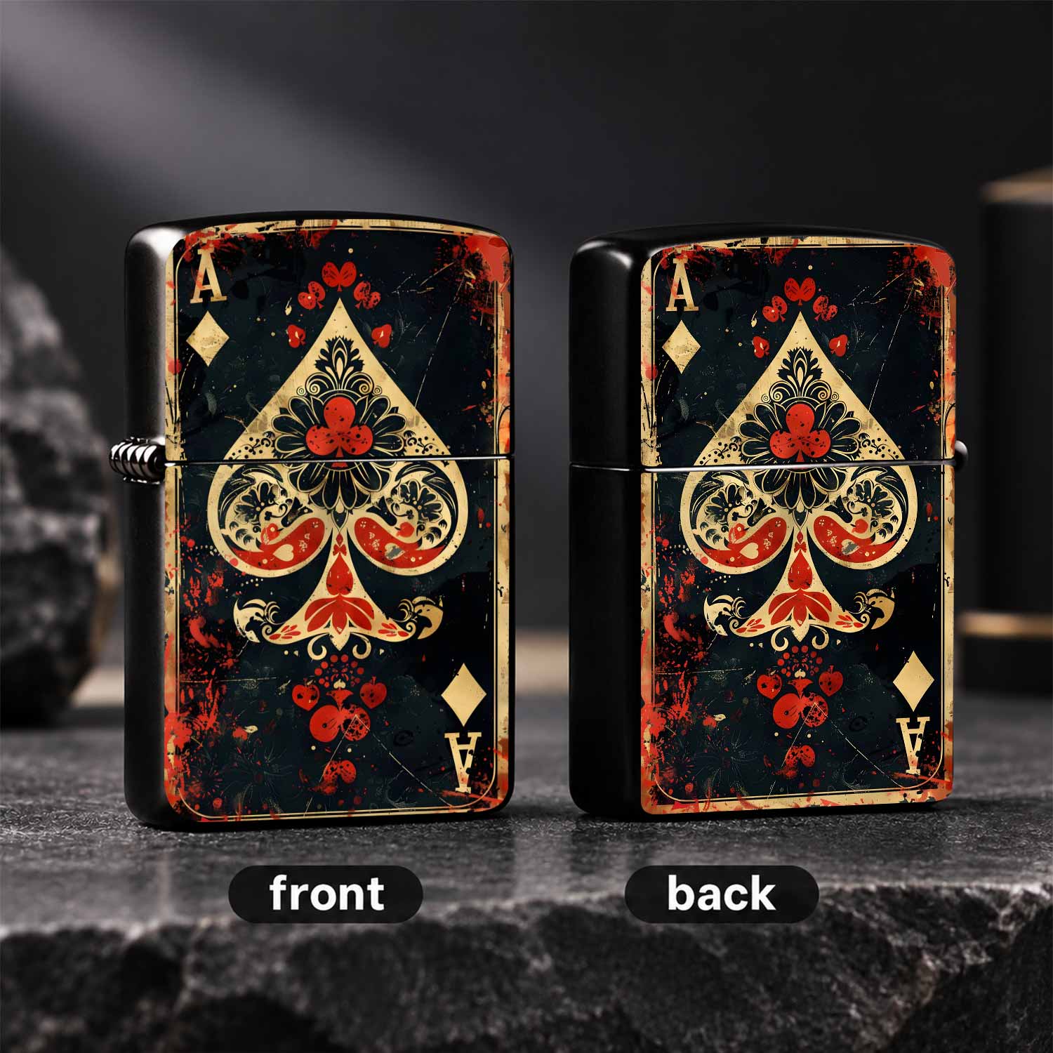 ไฟแช็กลายไพ่เอซของโพดำสไตล์วิน - Vintage Collectible Playing Cards บทวิจารณ์และราคา