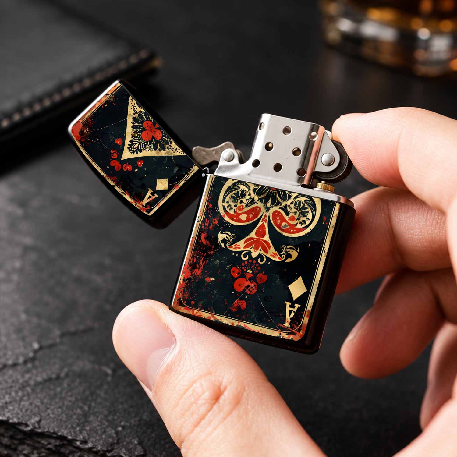 ไฟแช็กลายไพ่เอซของโพดำสไตล์วิน - Vintage Collectible Playing Cards บทวิจารณ์และราคา