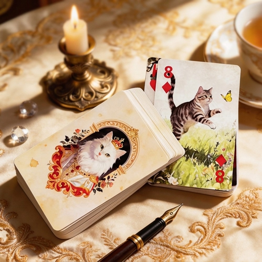 ชุดไพ่เล่นเกมลายแมวน่ารักสไตล์ - Vintage Collectible Playing Cards บทวิจารณ์และราคา