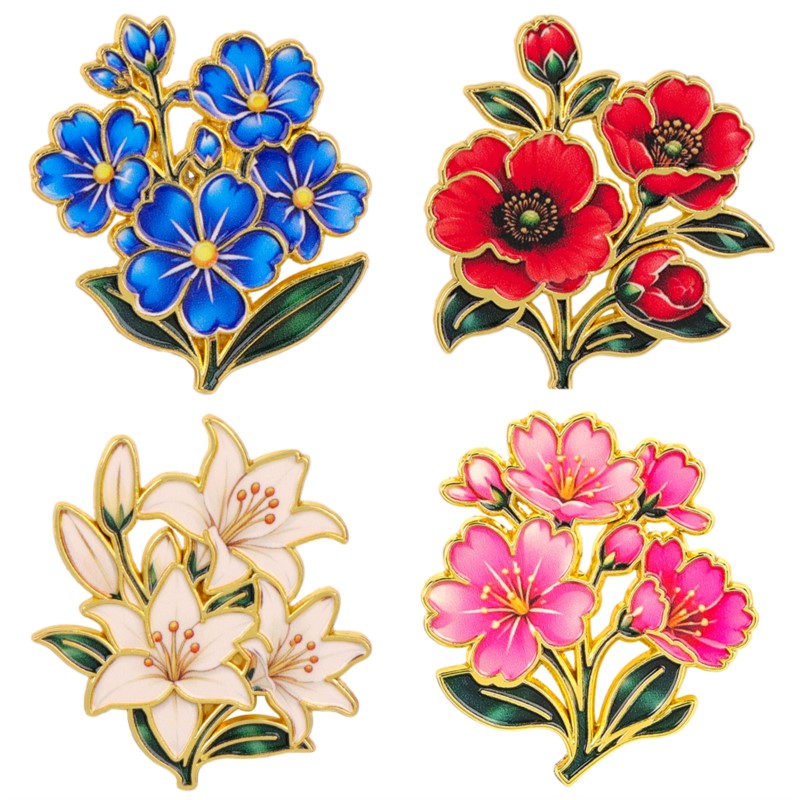 เข็มกลัดเคลือบสีสันสดใสลายดอกไ - Vintage Item บทวิจารณ์และราคา